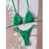 image:imageRoseSeek Womens 2 Piece High Cut Swimsuit Halter Triangle Ruched Bikini Sets Vacation Bathing SuitBright Green