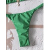 image:imageRoseSeek Womens 2 Piece High Cut Swimsuit Halter Triangle Ruched Bikini Sets Vacation Bathing SuitBright Green