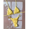 image:imageRoseSeek Womens 2 Piece High Cut Swimsuit Halter Triangle Ruched Bikini Sets Vacation Bathing SuitMedium Yellow
