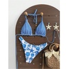 image:imageRoseSeek Womens 2 Piece High Cut Swimsuit Halter Triangle Ruched Bikini Sets Vacation Bathing SuitMulticolor Blue