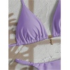 image:imageRoseSeek Womens 2 Piece High Cut Swimsuit Halter Triangle Ruched Bikini Sets Vacation Bathing SuitPurple