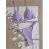 image:imageRoseSeek Womens 2 Piece High Cut Swimsuit Halter Triangle Ruched Bikini Sets Vacation Bathing SuitPurple