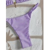 image:imageRoseSeek Womens 2 Piece High Cut Swimsuit Halter Triangle Ruched Bikini Sets Vacation Bathing SuitPurple
