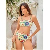 image:imageRoseSeek Womens 2 Piece High Waisted Bikini Sets Graphic Wireless Bathing Suit Padded Beach SwimsuitsMulticolor Beige