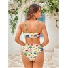 image:imageRoseSeek Womens 2 Piece High Waisted Bikini Sets Graphic Wireless Bathing Suit Padded Beach SwimsuitsMulticolor Beige