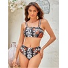 image:imageRoseSeek Womens 2 Piece High Waisted Bikini Sets Graphic Wireless Bathing Suit Padded Beach SwimsuitsMulticolor Black
