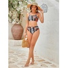 image:imageRoseSeek Womens 2 Piece High Waisted Bikini Sets Graphic Wireless Bathing Suit Padded Beach SwimsuitsMulticolor Black
