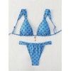 image:imageRoseSeek Womens 2 Piece Leopard Floral Bathing Suit Wireless Triangle Swimsuit High Waisted Bikini SetsBlue