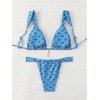 image:imageRoseSeek Womens 2 Piece Leopard Floral Bathing Suit Wireless Triangle Swimsuit High Waisted Bikini SetsBlue