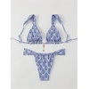 image:imageRoseSeek Womens 2 Piece Leopard Floral Bathing Suit Wireless Triangle Swimsuit High Waisted Bikini SetsBlue and White