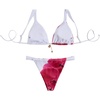image:imageRoseSeek Womens 2 Piece Leopard Floral Bathing Suit Wireless Triangle Swimsuit High Waisted Bikini SetsHot Pink and White