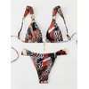 image:imageRoseSeek Womens 2 Piece Leopard Floral Bathing Suit Wireless Triangle Swimsuit High Waisted Bikini SetsMulticolor