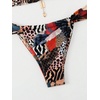 image:imageRoseSeek Womens 2 Piece Leopard Floral Bathing Suit Wireless Triangle Swimsuit High Waisted Bikini SetsMulticolor