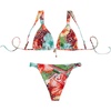 image:imageRoseSeek Womens 2 Piece Leopard Floral Bathing Suit Wireless Triangle Swimsuit High Waisted Bikini SetsMulticolor Floral