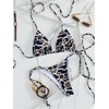image:imageRoseSeek Womens 2 Piece Leopard Floral Bikini Sets Halter Triangle String Bathing Suit Starfish Metal SwimsuitsBlack Cow Camo