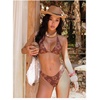 image:imageRoseSeek Womens 2 Piece Leopard Floral Bikini Sets Halter Triangle String Bathing Suit Starfish Metal SwimsuitsFloral Brown