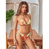 image:imageRoseSeek Womens 2 Piece Leopard Floral Bikini Sets Halter Triangle String Bathing Suit Starfish Metal SwimsuitsFloral Yellow
