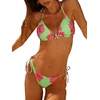 image:imageRoseSeek Womens 2 Piece Leopard Floral Bikini Sets Halter Triangle String Bathing Suit Starfish Metal SwimsuitsGreen and Pink