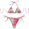image:imageRoseSeek Womens 2 Piece Leopard Floral Bikini Sets Halter Triangle String Bathing Suit Starfish Metal SwimsuitsGreen and Pink