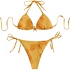 image:imageRoseSeek Womens 2 Piece Leopard Floral Bikini Sets Halter Triangle String Bathing Suit Starfish Metal SwimsuitsLight Yellow