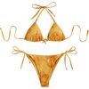image:imageRoseSeek Womens 2 Piece Leopard Floral Bikini Sets Halter Triangle String Bathing Suit Starfish Metal SwimsuitsLight Yellow