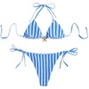 image:imageRoseSeek Womens 2 Piece Leopard Floral Bikini Sets Halter Triangle String Bathing Suit Starfish Metal SwimsuitsMint Blue