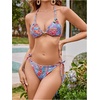 image:imageRoseSeek Womens 2 Piece Leopard Floral Bikini Sets Halter Triangle String Bathing Suit Starfish Metal SwimsuitsMulticolor Blue