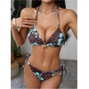 image:imageRoseSeek Womens 2 Piece Leopard Floral Bikini Sets Halter Triangle String Bathing Suit Starfish Metal SwimsuitsMulticolor Brown
