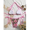 image:imageRoseSeek Womens 2 Piece Leopard Floral Bikini Sets Halter Triangle String Bathing Suit Starfish Metal SwimsuitsMulticolor Leopard Floral