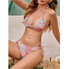 image:imageRoseSeek Womens 2 Piece Leopard Floral Bikini Sets Halter Triangle String Bathing Suit Starfish Metal SwimsuitsMulticolor Orange