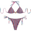 image:imageRoseSeek Womens 2 Piece Leopard Floral Bikini Sets Halter Triangle String Bathing Suit Starfish Metal SwimsuitsMulticolor Striped