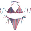 image:imageRoseSeek Womens 2 Piece Leopard Floral Bikini Sets Halter Triangle String Bathing Suit Starfish Metal SwimsuitsMulticolor Striped