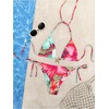 image:imageRoseSeek Womens 2 Piece Leopard Floral Bikini Sets Halter Triangle String Bathing Suit Starfish Metal SwimsuitsPink and Blue