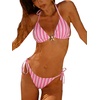 image:imageRoseSeek Womens 2 Piece Leopard Floral Bikini Sets Halter Triangle String Bathing Suit Starfish Metal SwimsuitsPink and White