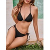 image:imageRoseSeek Womens 2 Piece Leopard Floral Bikini Sets Halter Triangle String Bathing Suit Starfish Metal SwimsuitsPure Black