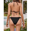 image:imageRoseSeek Womens 2 Piece Leopard Floral Bikini Sets Halter Triangle String Bathing Suit Starfish Metal SwimsuitsPure Black