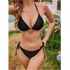 image:imageRoseSeek Womens 2 Piece Leopard Floral Bikini Sets Halter Triangle String Bathing Suit Starfish Metal SwimsuitsPure Black