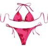 image:imageRoseSeek Womens 2 Piece Leopard Floral Bikini Sets Halter Triangle String Bathing Suit Starfish Metal SwimsuitsPure Hot Pink