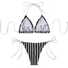 image:imageRoseSeek Womens 2 Piece Leopard Floral Bikini Sets Halter Triangle String Bathing Suit Starfish Metal SwimsuitsStriped Black and White