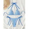 image:imageRoseSeek Womens 2 Piece Leopard Floral Bikini Sets Halter Triangle String Bathing Suit Starfish Metal SwimsuitsStriped Blue