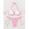 image:imageRoseSeek Womens 2 Piece Leopard Floral Bikini Sets Halter Triangle String Bathing Suit Starfish Metal SwimsuitsStriped Light Pink