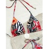 image:imageRoseSeek Womens 2 Piece Leopard Floral Bikini Sets Halter Triangle String Bathing Suit Starfish Metal SwimsuitsZebra Floral