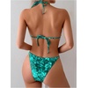 image:imageRoseSeek Womens 2 Piece Leopard Floral Bikini Sets Ring Triangle Halter Bathing Suit Tie Back SwimsuitFloral Green