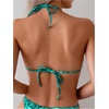 image:imageRoseSeek Womens 2 Piece Leopard Floral Bikini Sets Ring Triangle Halter Bathing Suit Tie Back SwimsuitFloral Green