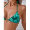image:imageRoseSeek Womens 2 Piece Leopard Floral Bikini Sets Ring Triangle Halter Bathing Suit Tie Back SwimsuitFloral Green