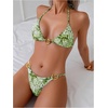 image:imageRoseSeek Womens 2 Piece Leopard Floral Bikini Sets Ring Triangle Halter Bathing Suit Tie Back SwimsuitGreen