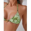 image:imageRoseSeek Womens 2 Piece Leopard Floral Bikini Sets Ring Triangle Halter Bathing Suit Tie Back SwimsuitGreen