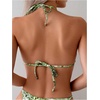 image:imageRoseSeek Womens 2 Piece Leopard Floral Bikini Sets Ring Triangle Halter Bathing Suit Tie Back SwimsuitGreen