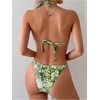 image:imageRoseSeek Womens 2 Piece Leopard Floral Bikini Sets Ring Triangle Halter Bathing Suit Tie Back SwimsuitGreen