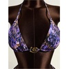 image:imageRoseSeek Womens 2 Piece Leopard Floral Bikini Sets Ring Triangle Halter Bathing Suit Tie Back SwimsuitMix Purple